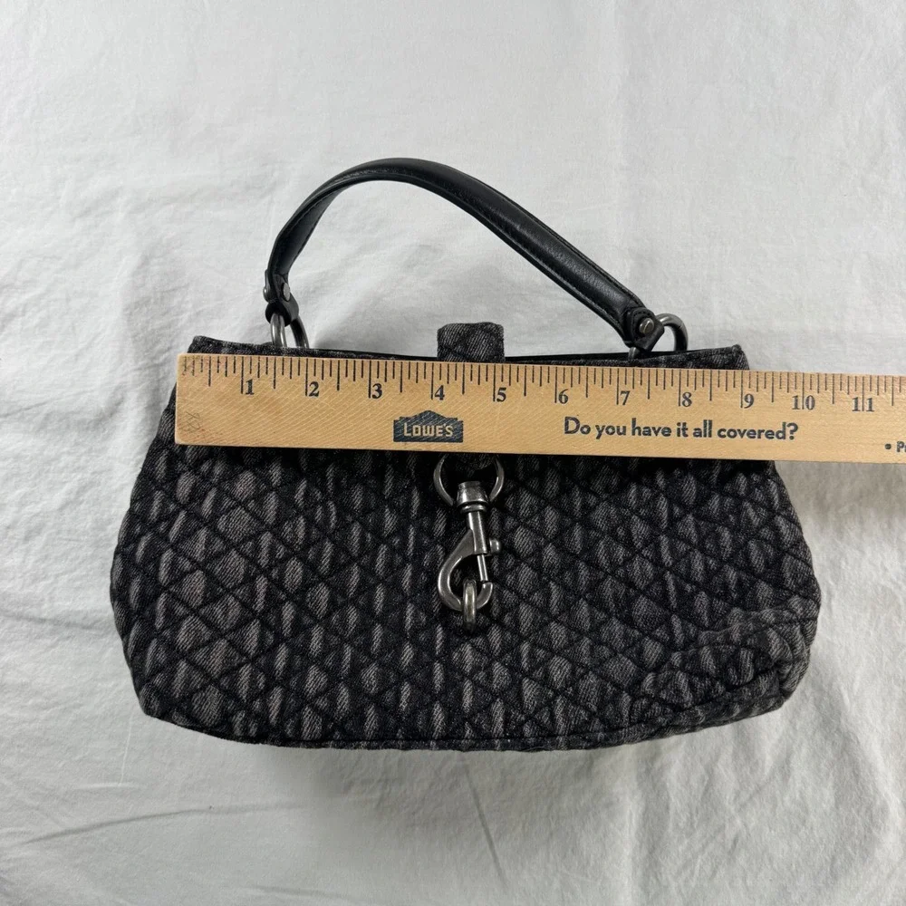 Rebecca Minkoff Black Quilted Denim Leather Satchel Handbag